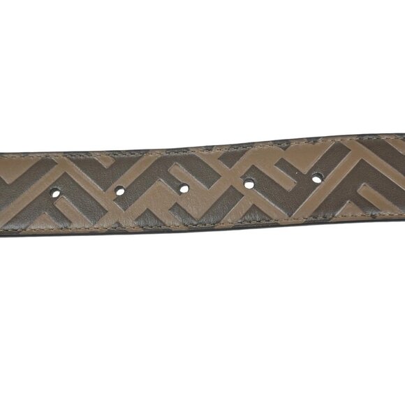 FENDI Logo Zucca Pattern Belt Buckle Leather #80/32 Brown SHW 37KA756 - Picture 6 of 16